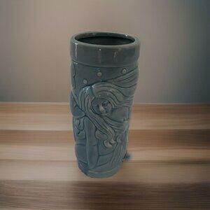 Vintage Blue Ceramic Mermaid Dolphin Fish Tiki Mug Tumbler Vase DW109